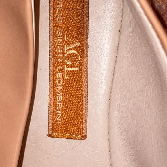 AGL Attilio Giusti Leombruni Nude Patent Leather Ballet Flats Bow Detail Size 8 - Picture 4 of 5